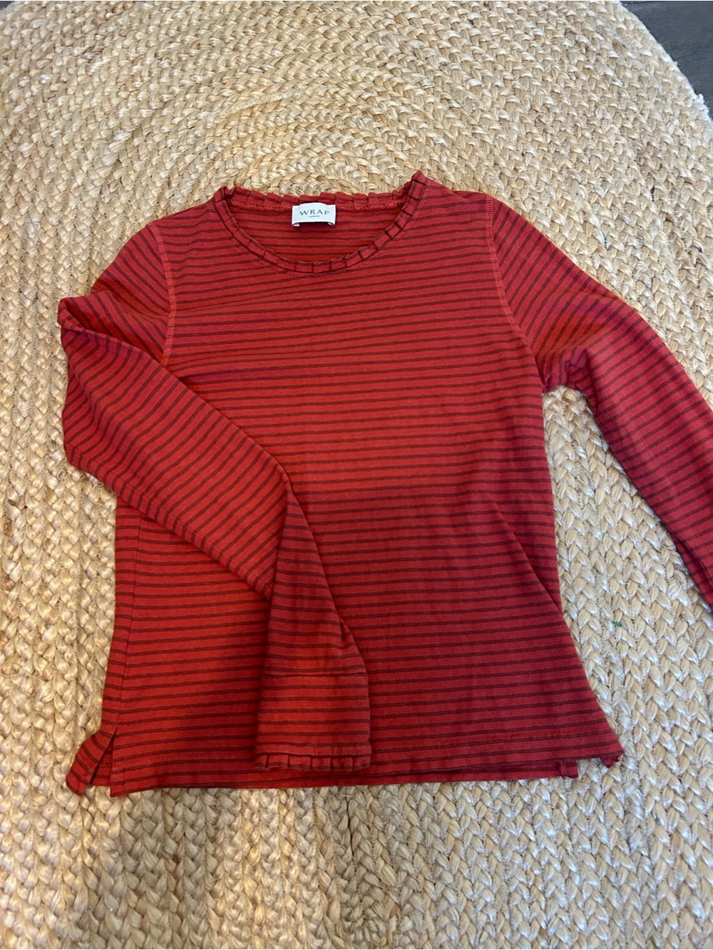 WRAP Brand organic cotton & hemp Red Striped Long-Sleeve Top